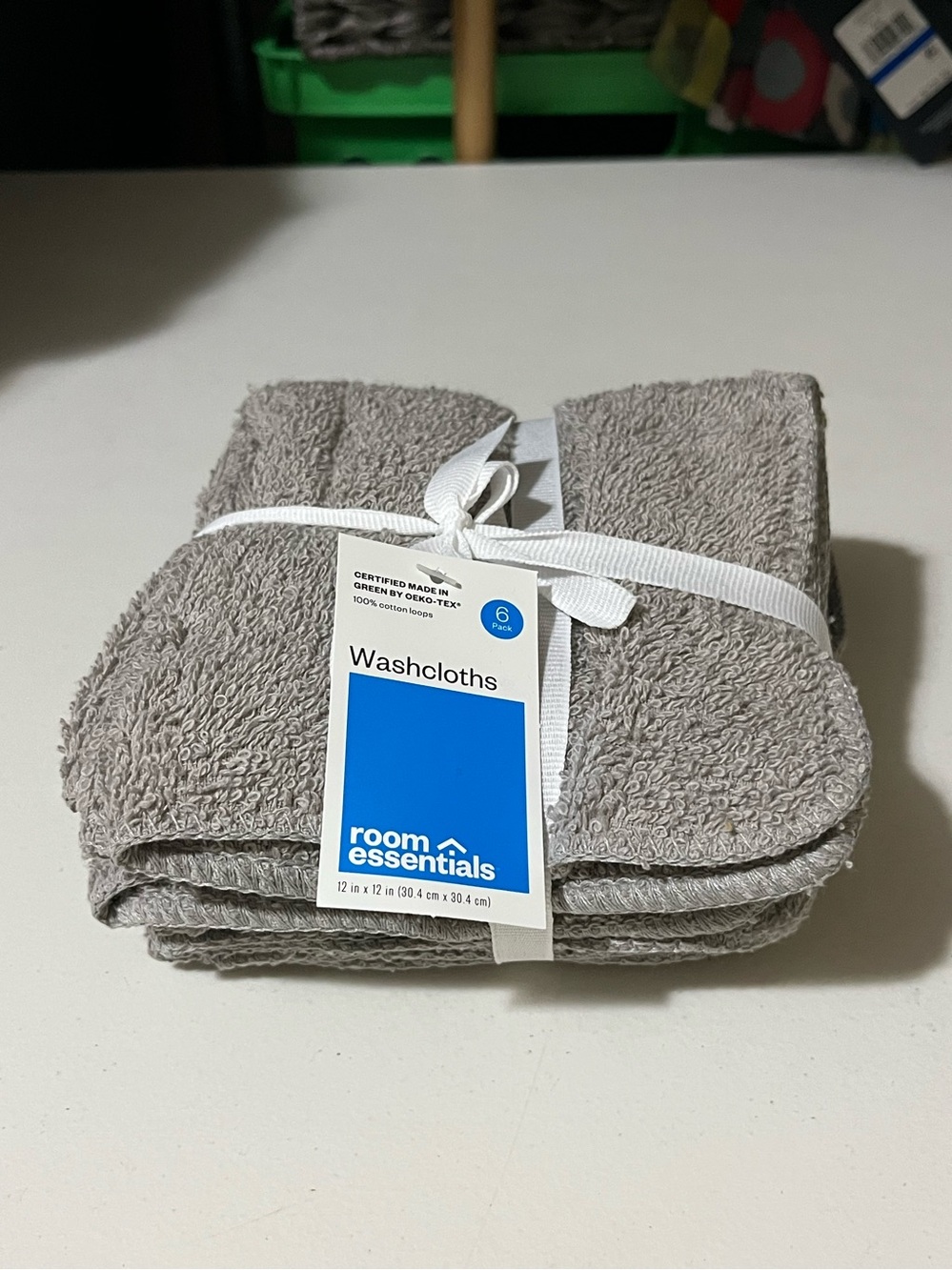 Room Essentials Light Gray Washcloths 6-Pack